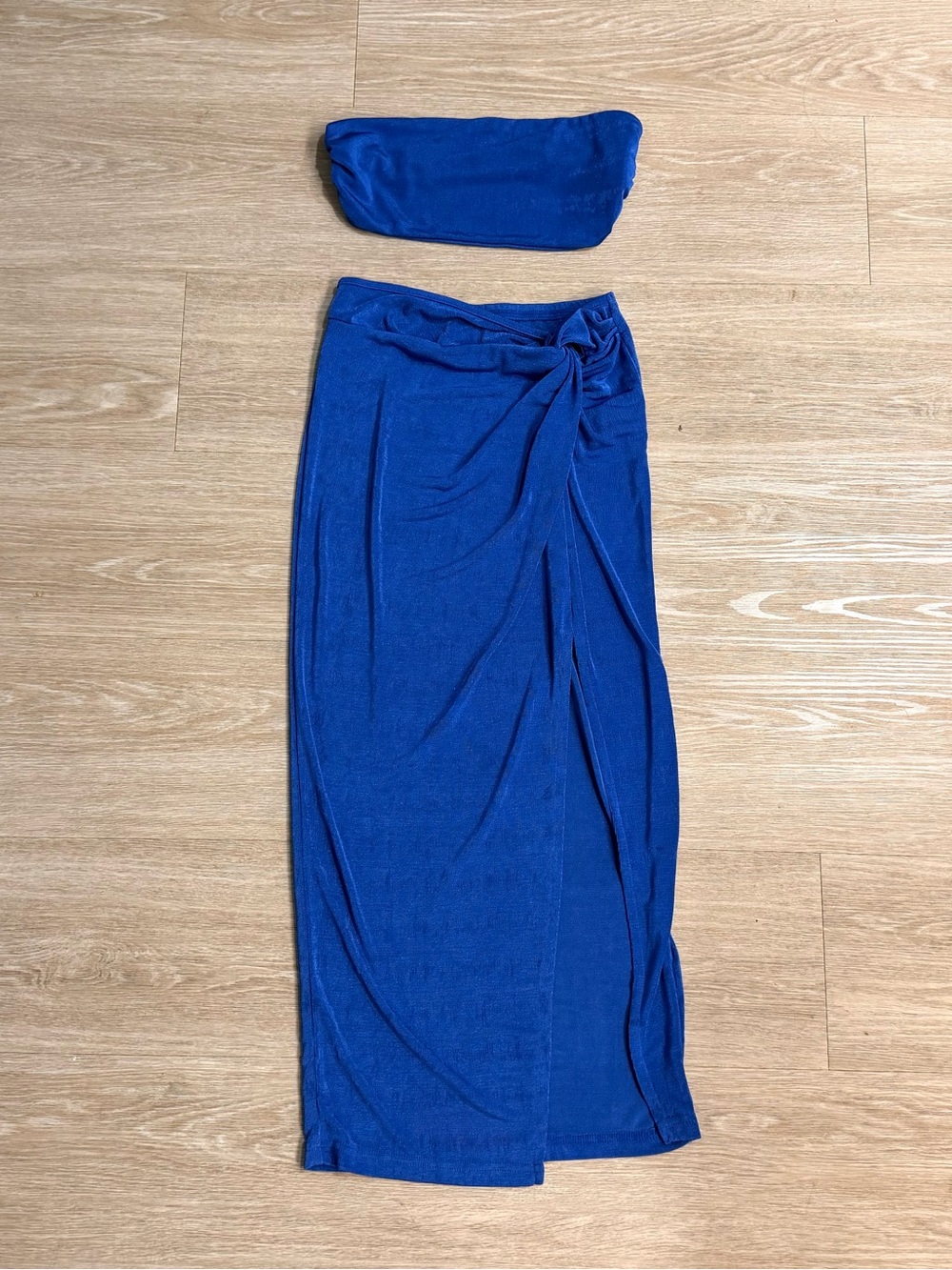 Shein Royal Blue Side-Tie Maxi Skirt Set